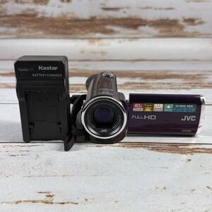 JVC Everio GZ-E10VU Full HD AVCHD Camcorder Purple w/ Battery & Charger Used